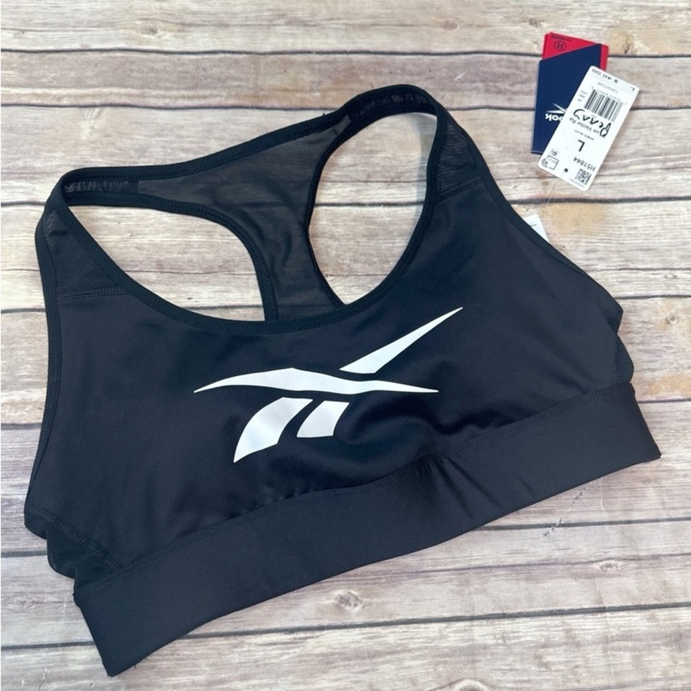 Reebok Black Sports Bra with White Logo
